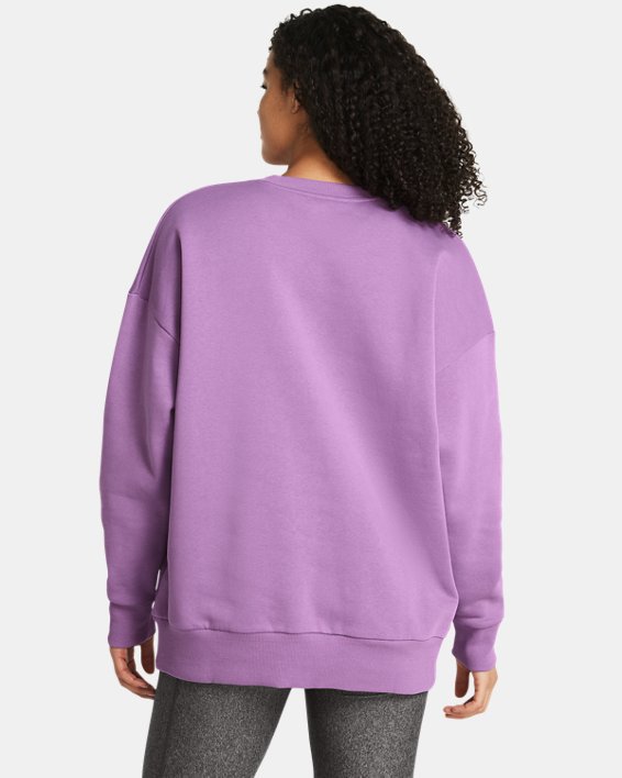 Haut à col ras du cou oversize UA Rival Fleece pour femme, Purple, pdpMainDesktop image number 1